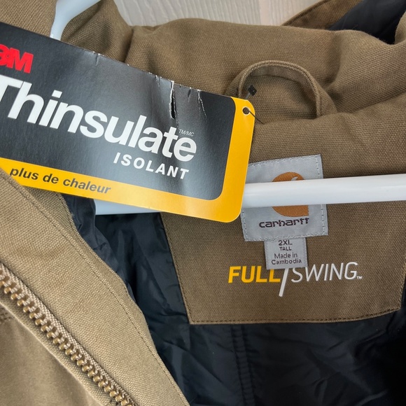 Men's Carhartt Cryder Full Swing Full Zip Jacket Hooded Tan Size 2XL Tall - Picture 3 of 5